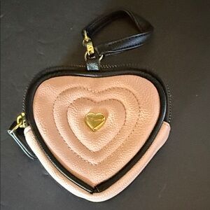 Betsey Johnson Pink Heart Wristlet with Gold Heart Accent